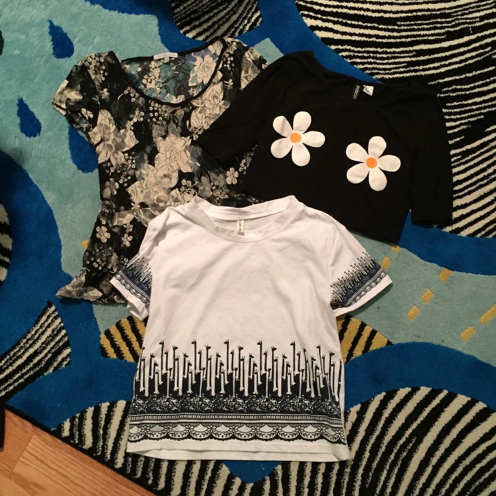 H&M daisy Crop Top Lace Peplum